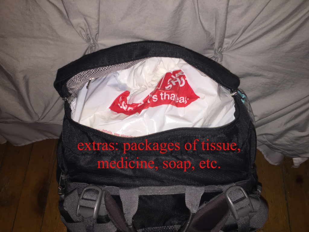 Backpack travel packing